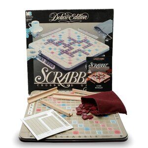 Vintage 1989 Scrabble Deluxe Edition Turn Table Board Game Crossword Family